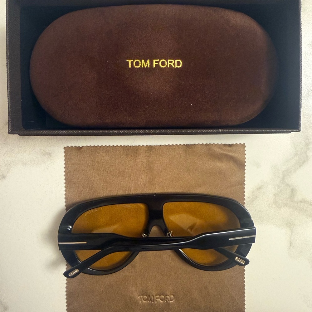 Tom Ford Black Frame Sunglasses with Yellow Lenses